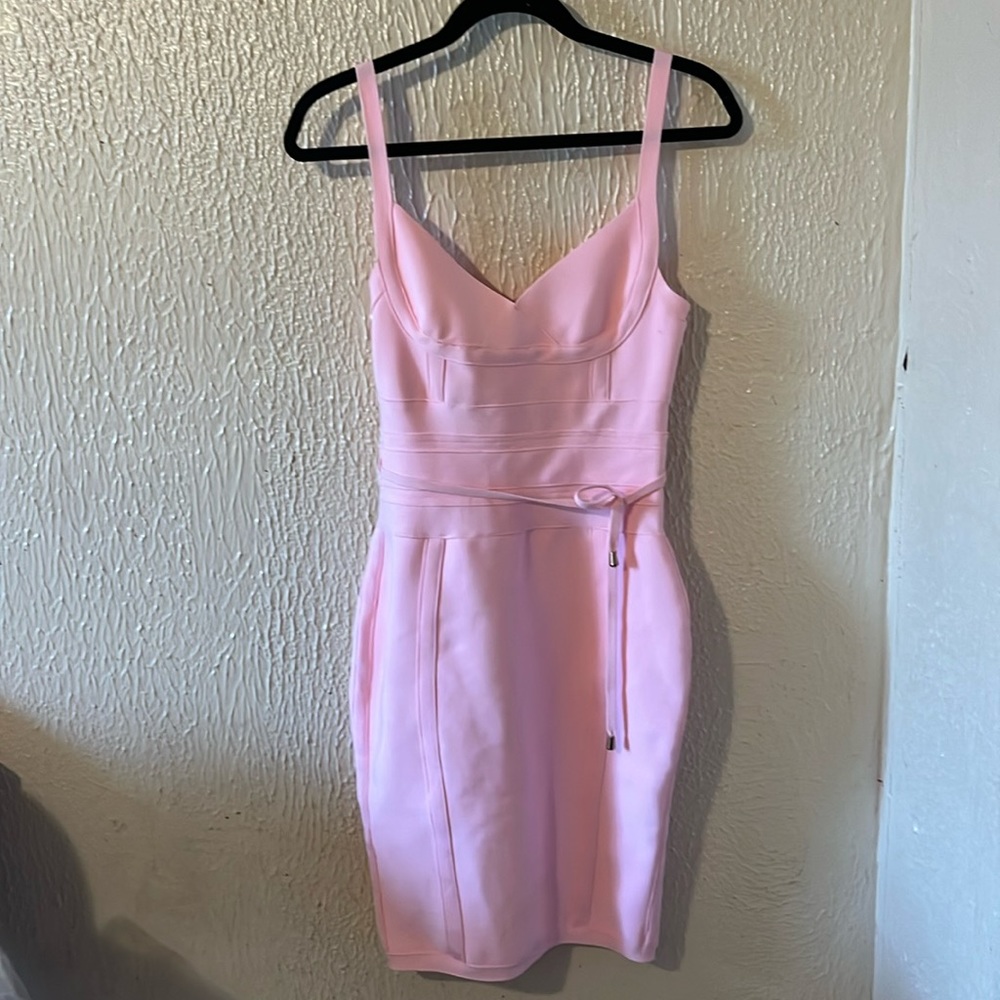 Light pink dress.
